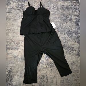 NWT *SET* Underwire Black Bra Size 44D Wrap Swimsuits for All Tankini & Pants 24